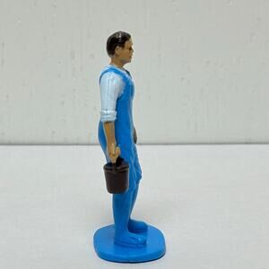 Cobblestone Corner Winter Village Miniature 2" Town Folk Figures Blue Worker Man